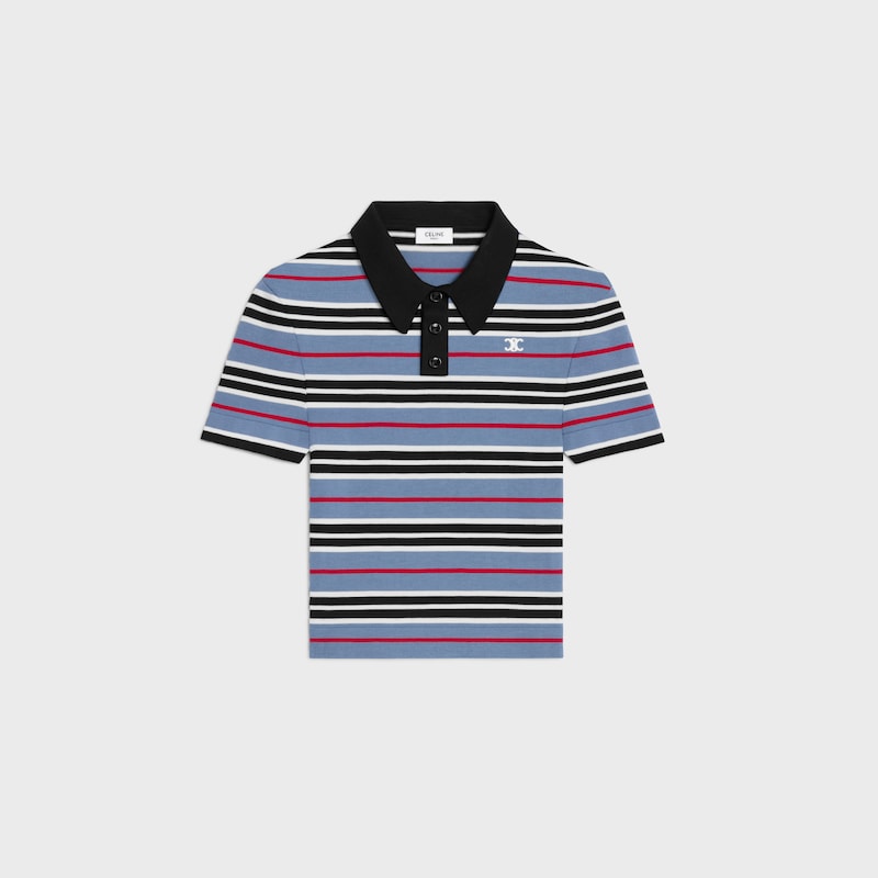polo corta in cotone a righe