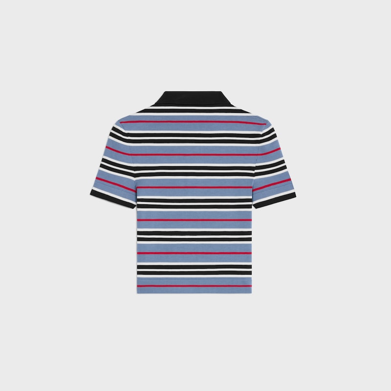 polo corta in cotone a righe