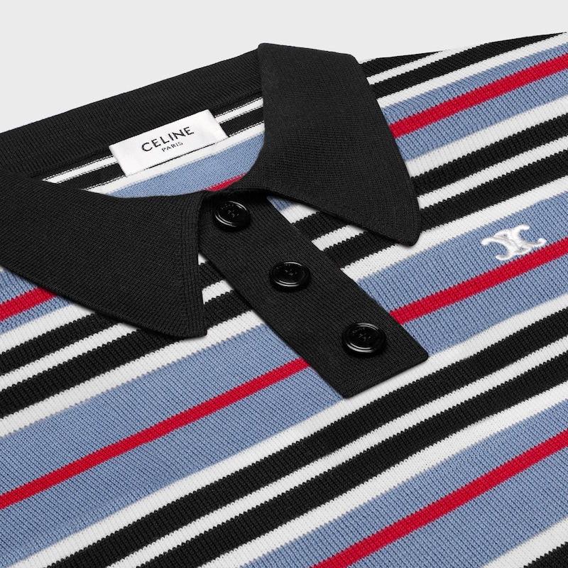 polo corta in cotone a righe