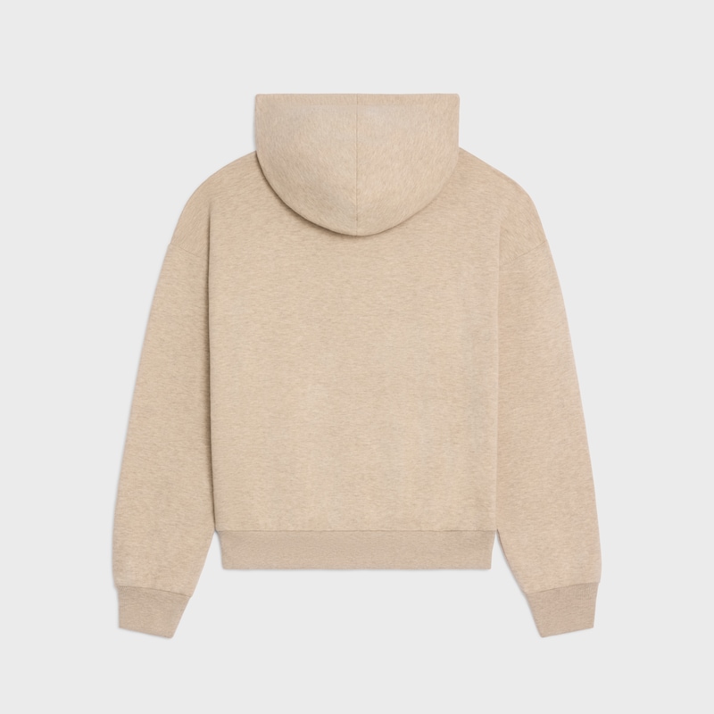 felpa con cappuccio e zip blason in cashmere e cotone