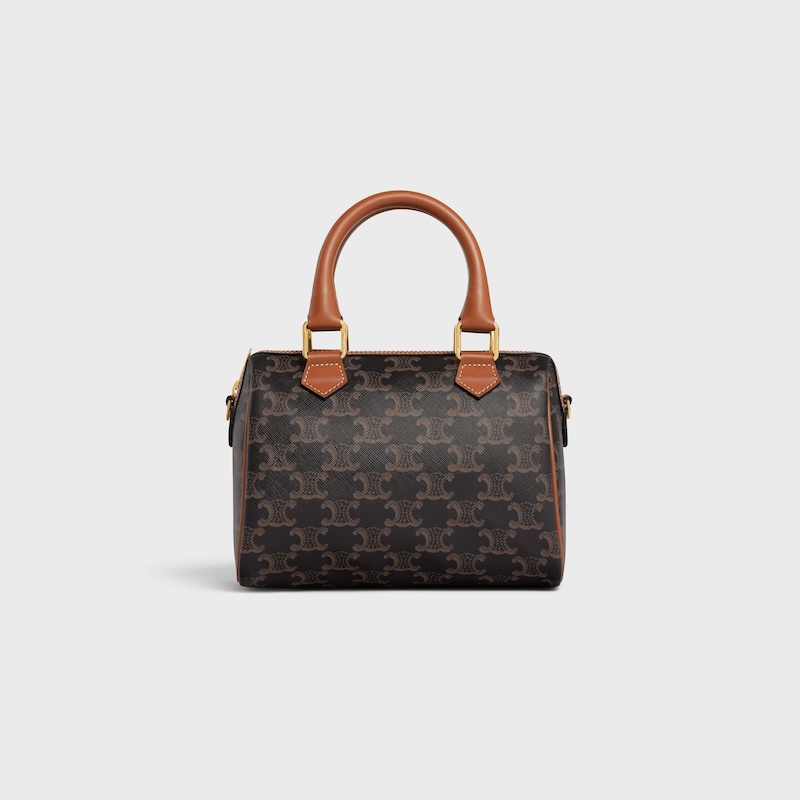 borsa boston piccola in canvas triomphe e pelle di vitello