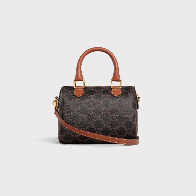 borsa boston piccola in canvas triomphe e pelle di vitello