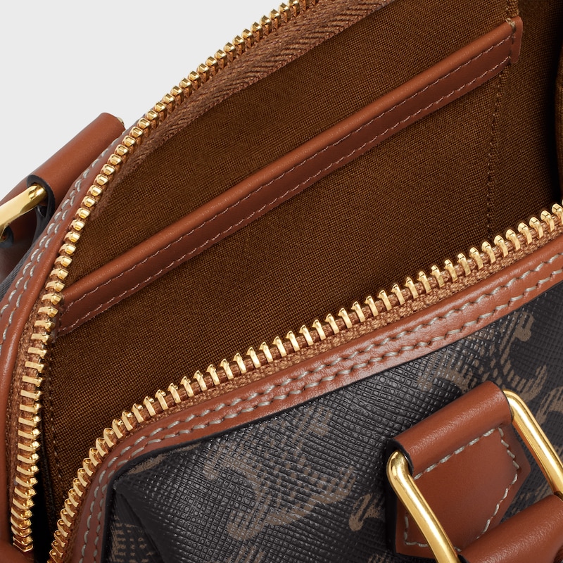 borsa boston piccola in canvas triomphe e pelle di vitello