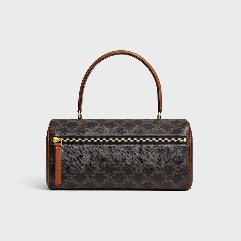 borsa cilindro in tela triomphe e pelle di vitello