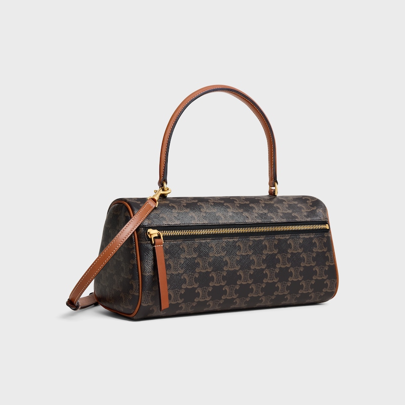 borsa cilindro in tela triomphe e pelle di vitello