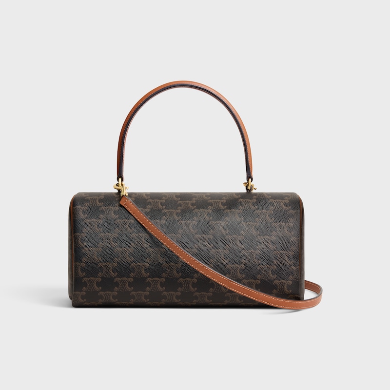 borsa cilindro in tela triomphe e pelle di vitello