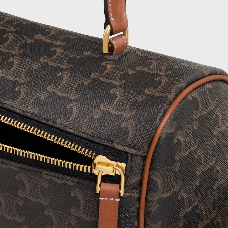 borsa cilindro in tela triomphe e pelle di vitello