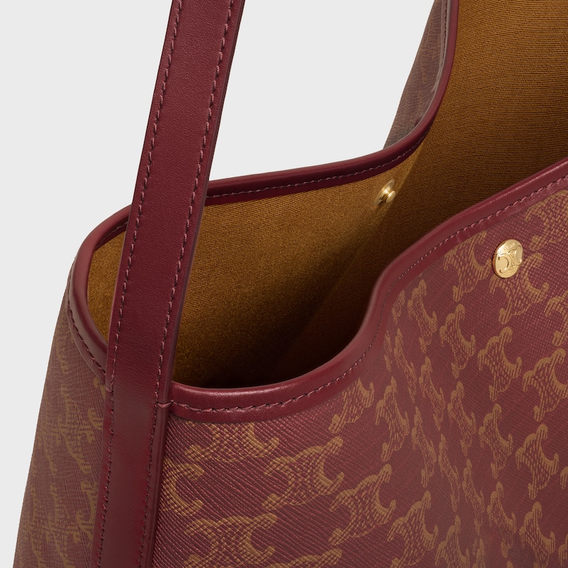 borsa shopper morbida in tela triomphe e pelle di vitello