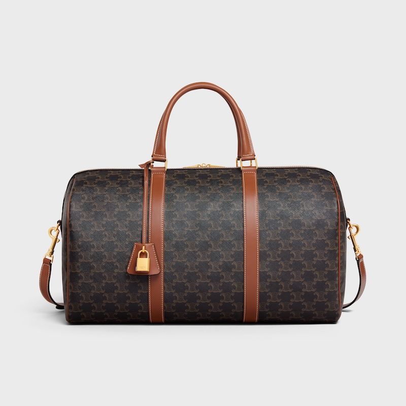 borsa da viaggio media in tela triomphe e pelle di vitello