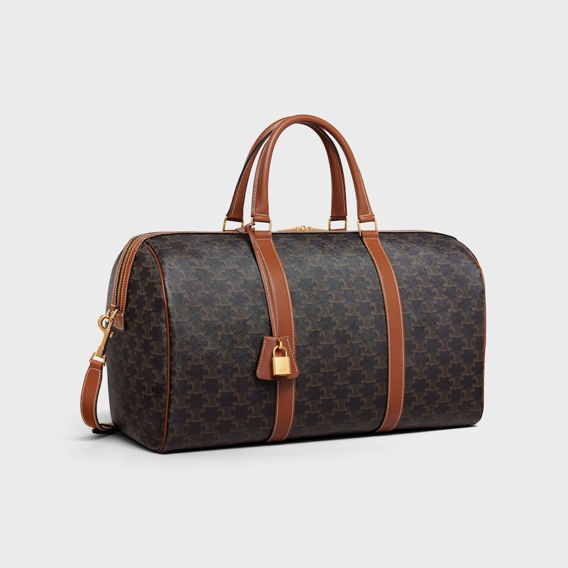 borsa da viaggio media in tela triomphe e pelle di vitello