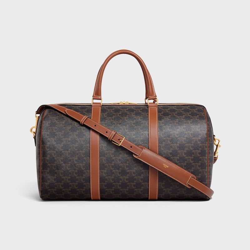 borsa da viaggio media in tela triomphe e pelle di vitello