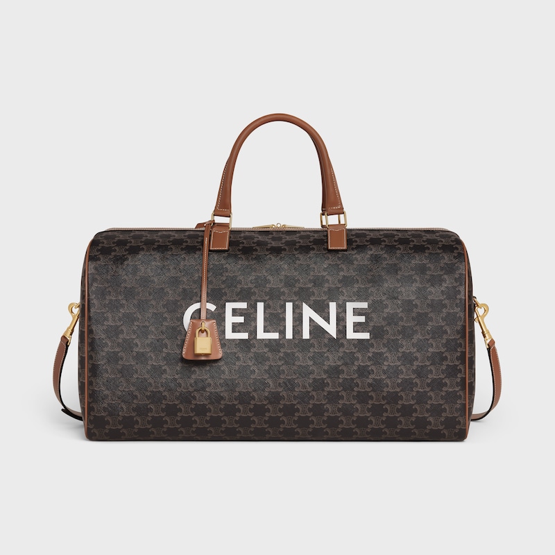 borsa da viaggio grande in tela triomphe con stampa celine