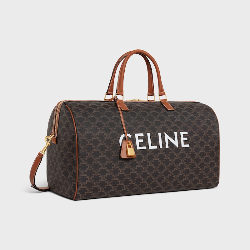borsa da viaggio grande in tela triomphe con stampa celine