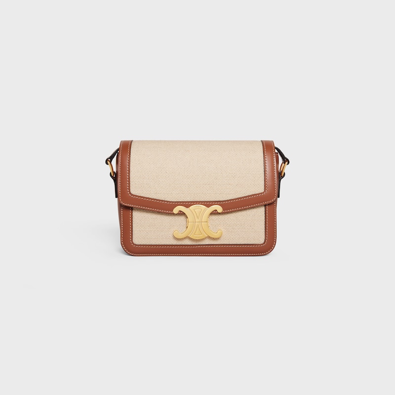 borsa teen triomphe in tessuto e pelle di vitello