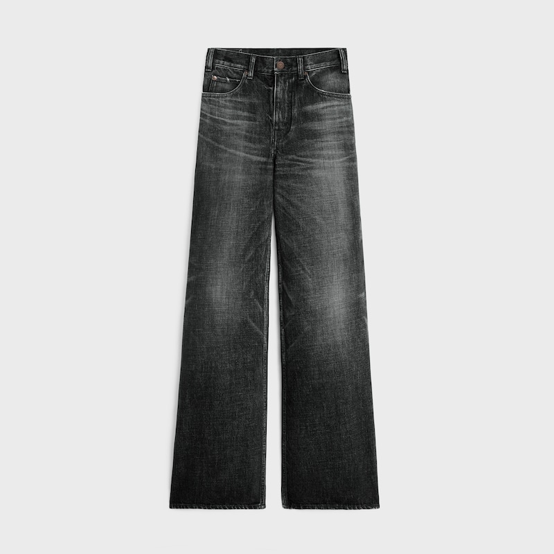 jeans da surf svasati in denim nero effetto ghiaccio
