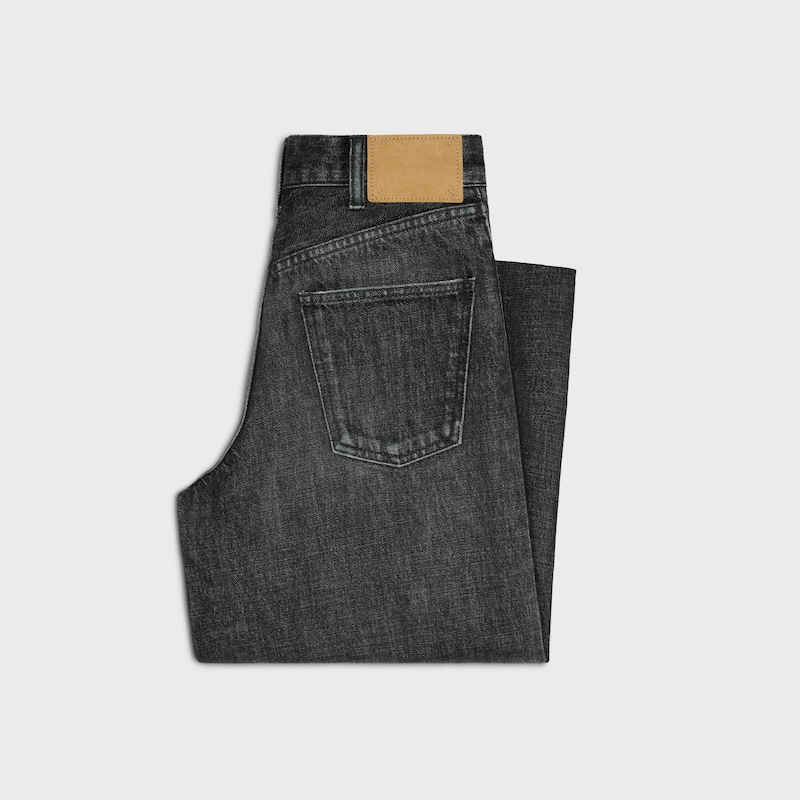 jeans da surf svasati in denim nero effetto ghiaccio