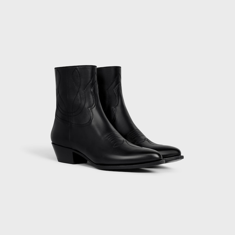 stivali celine western con zip in pelle di vitello