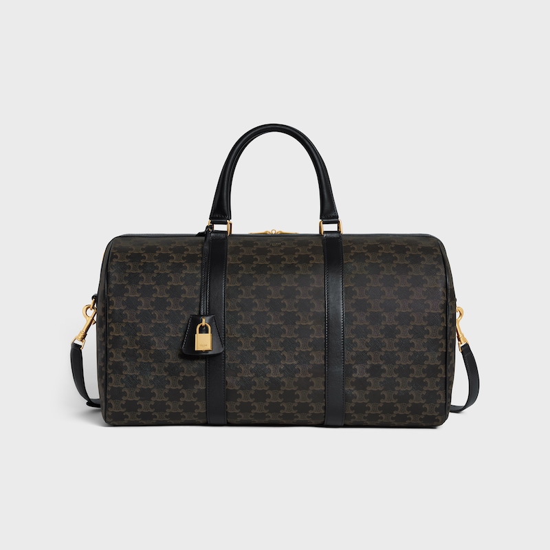 borsa da viaggio media in tela triomphe e pelle di vitello