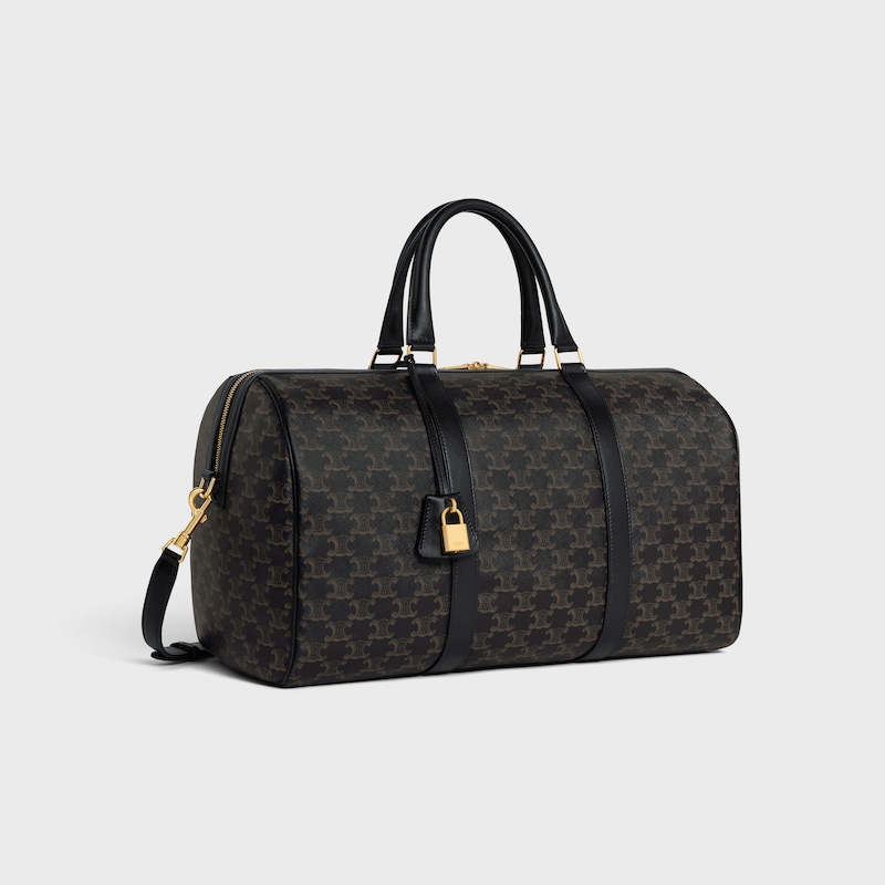 borsa da viaggio media in tela triomphe e pelle di vitello