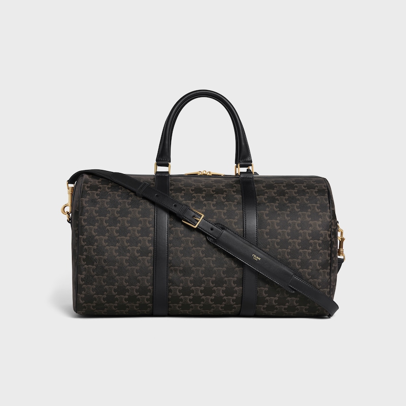borsa da viaggio media in tela triomphe e pelle di vitello