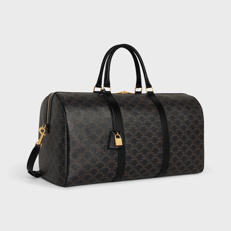 borsa da viaggio grande in tela triomphe e pelle di vitello