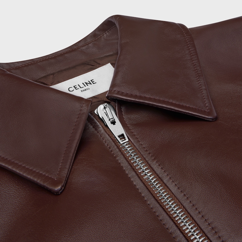 giacca teddy in pelle di vitello