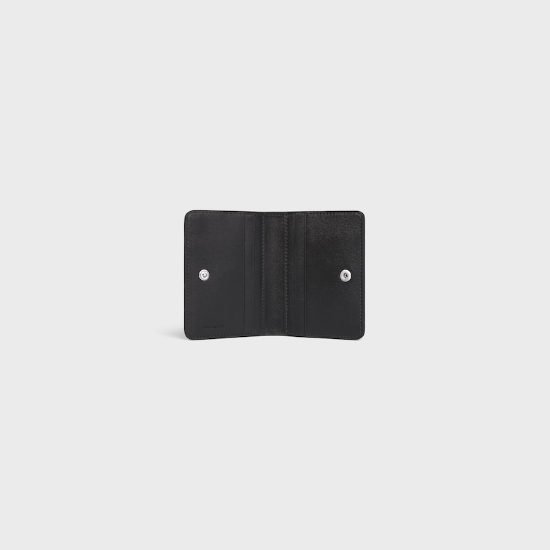 porta carte bi-fold in pelle di vitello martellata