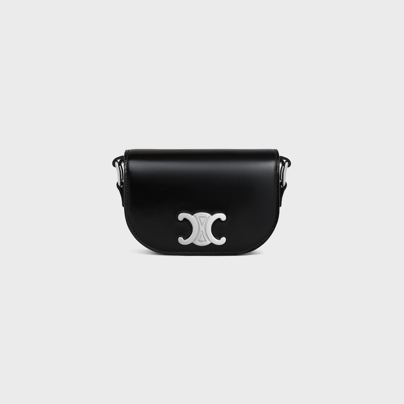 mini borsa a tracolla triomphe in pelle di vitello lucida