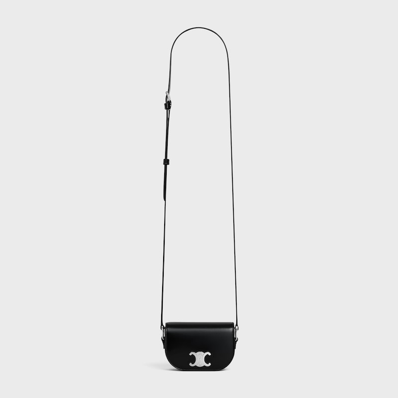 mini borsa a tracolla triomphe in pelle di vitello lucida