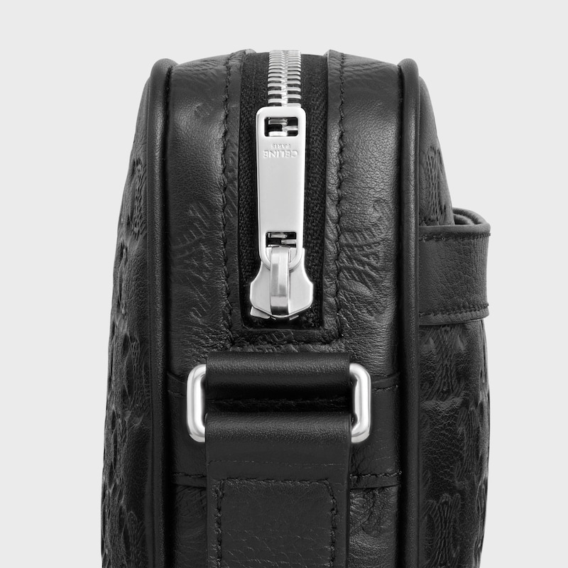 borsa a tracolla media in pelle di vitello con stampa trionfale