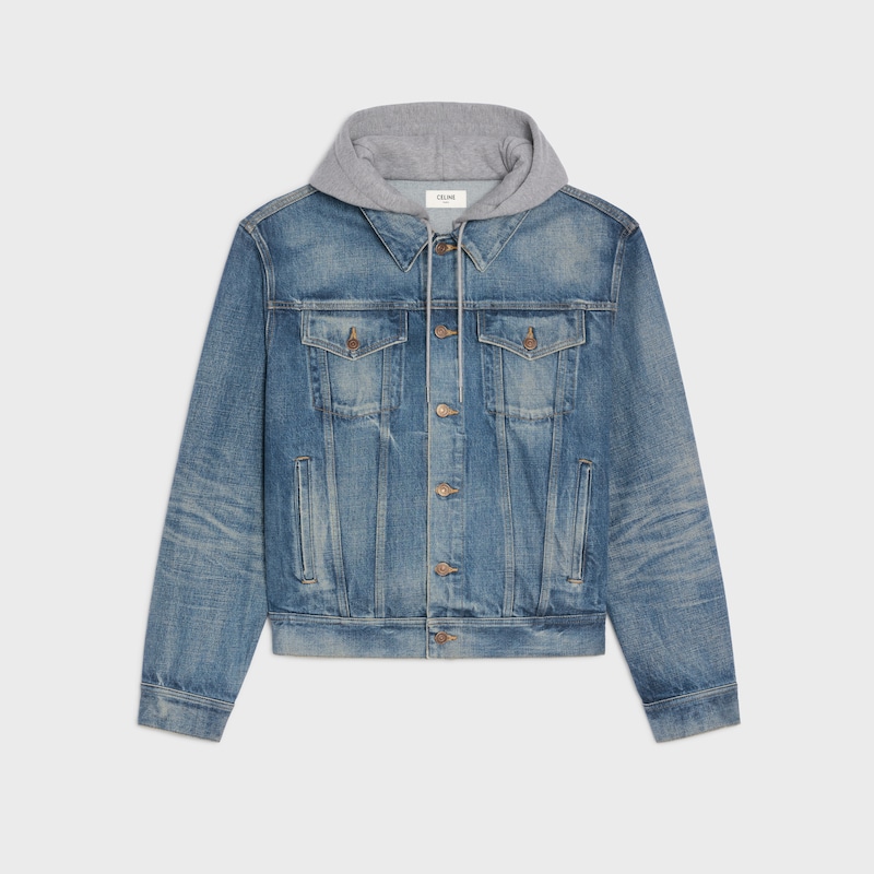 giacca da camionista in denim di cotone