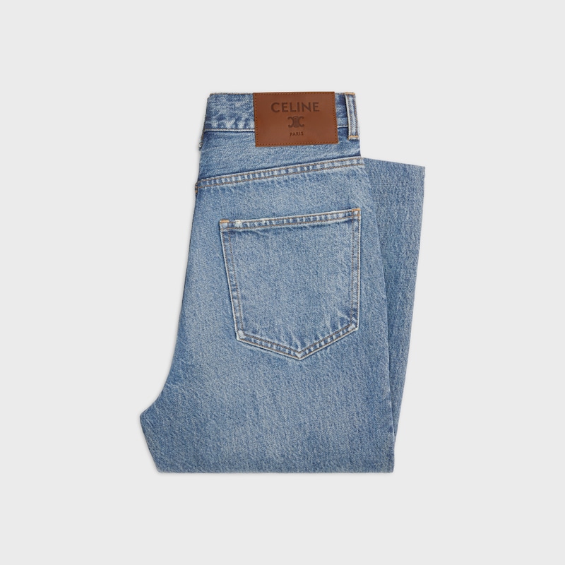 jeans a zampa 001 in denim di cotone