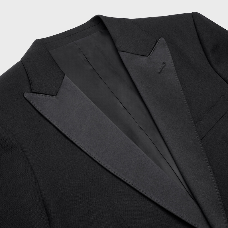 giacca da smoking classica in lana grain de poudre