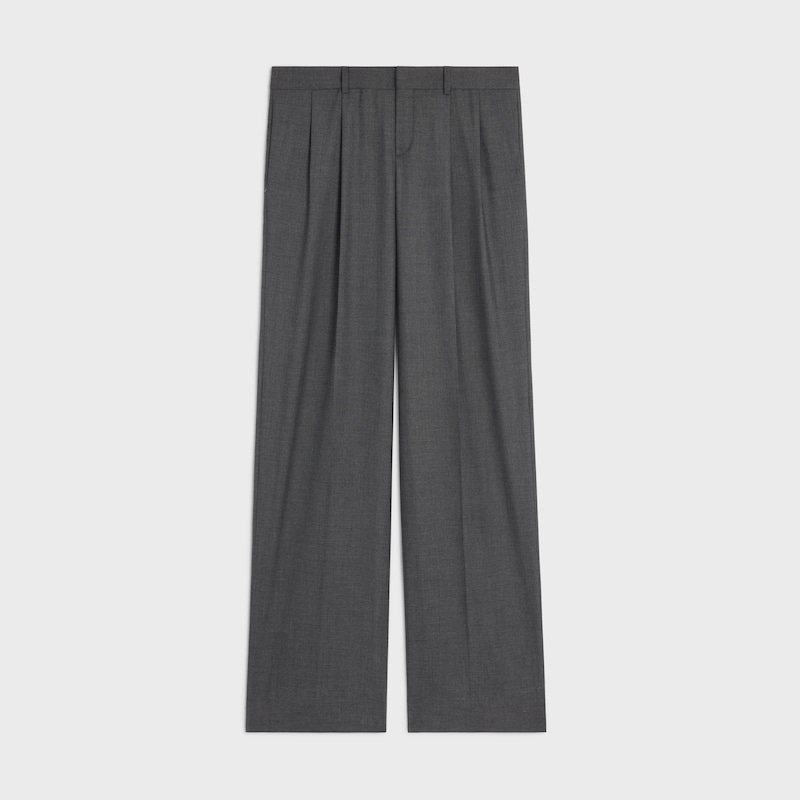 pantaloni con pieghe in tela di cashmere