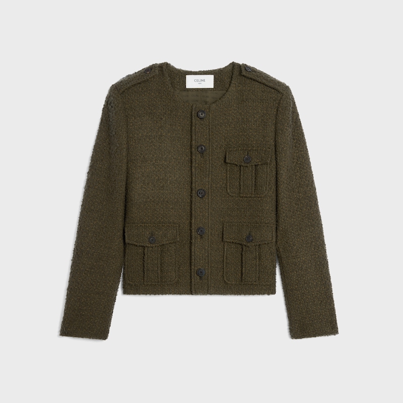 giacca chasseur in cashmere bouclette natte