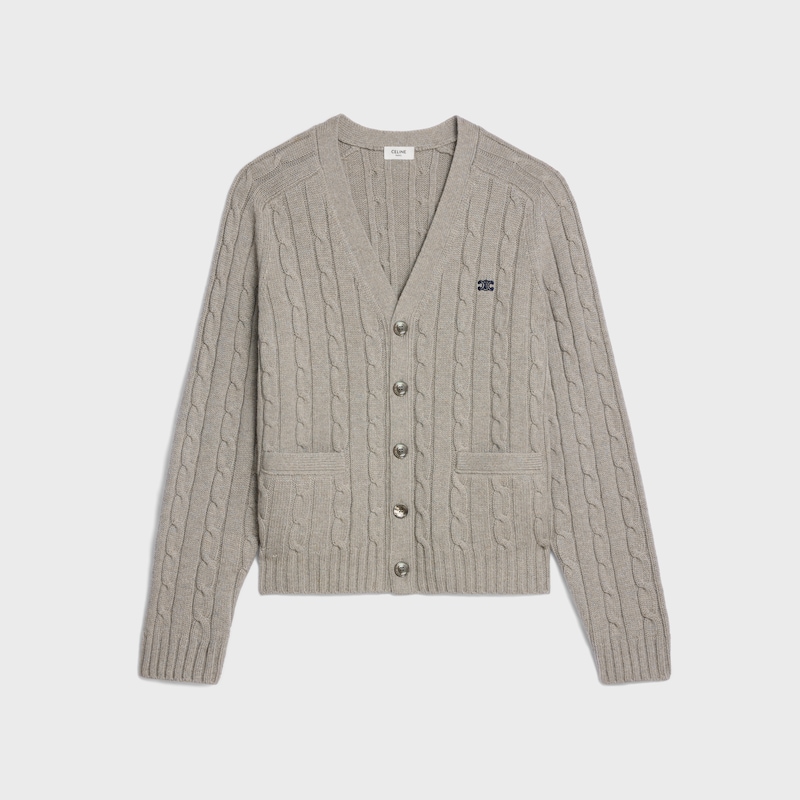 cardigan triomphe in cashmere lavorato a trecce