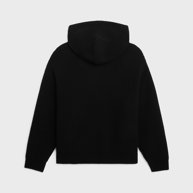 maglione con cappuccio celine in lana monocromatica