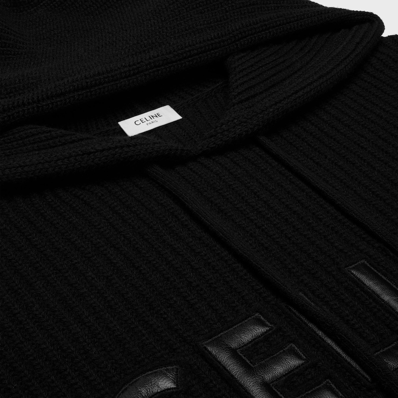 maglione con cappuccio celine in lana monocromatica