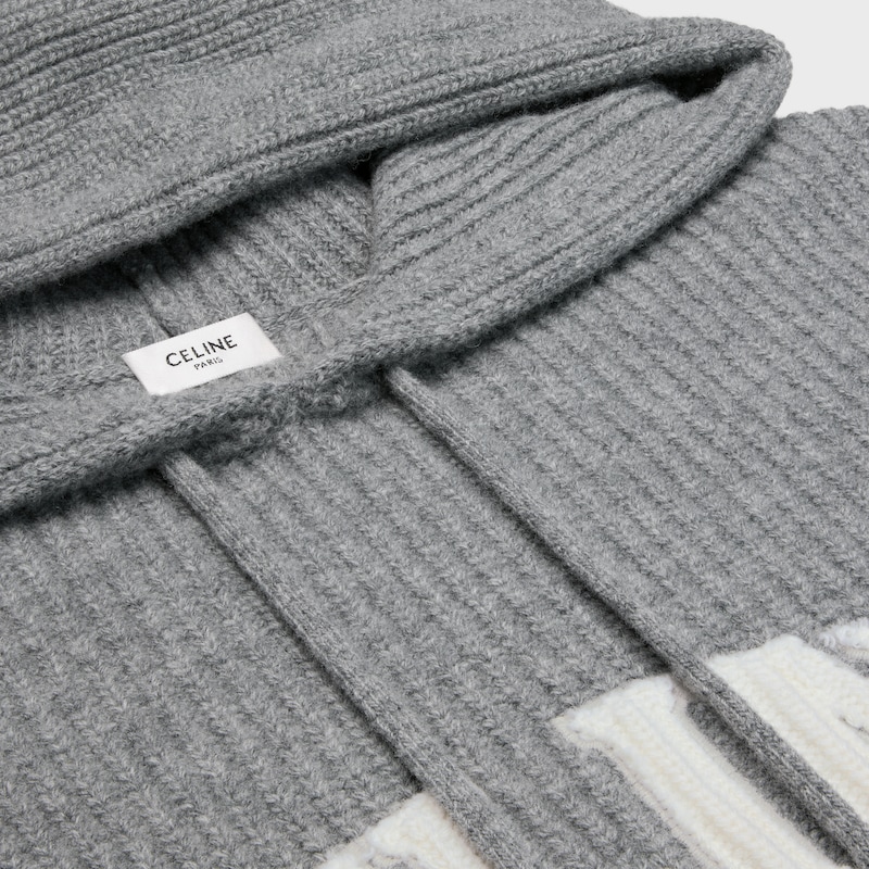 maglione con cappuccio celine in lana a coste