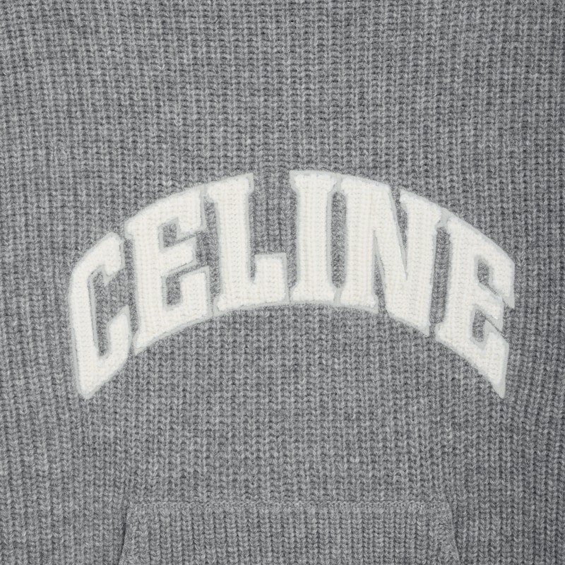 maglione con cappuccio celine in lana a coste