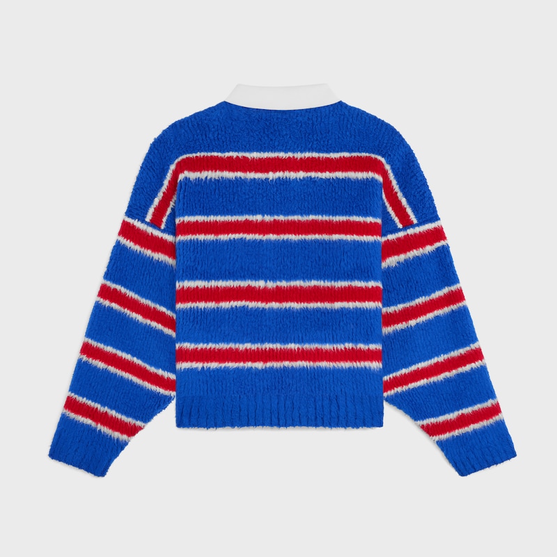 maglione polo in cotone spazzolato a righe
