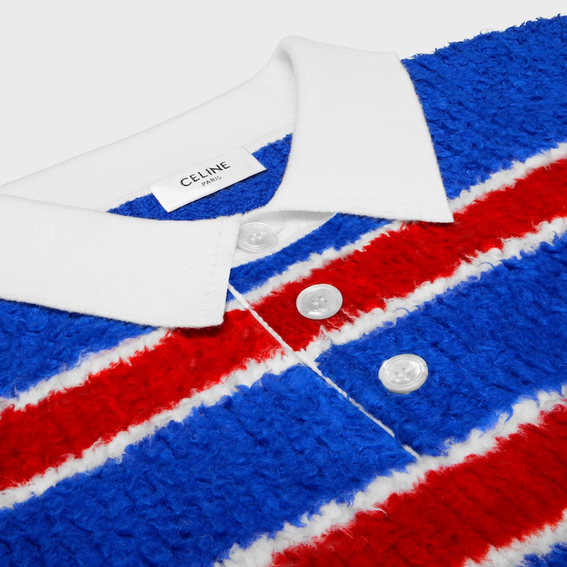 maglione polo in cotone spazzolato a righe