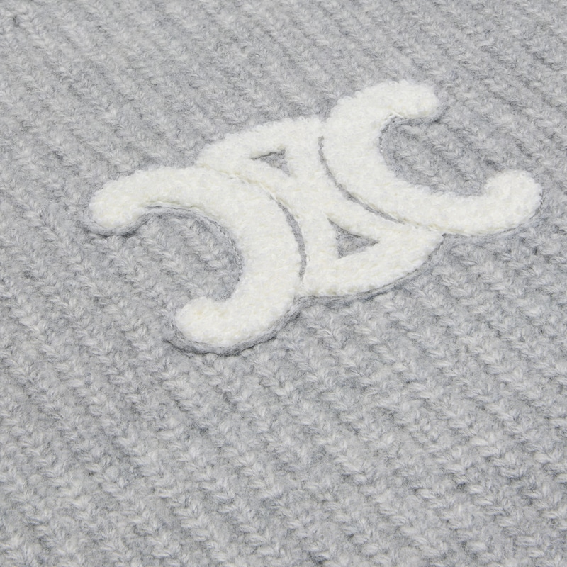 maglione con cappuccio in lana a costine