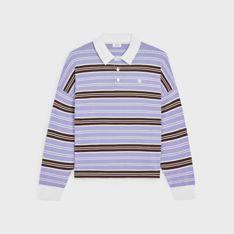 maglione polo in cotone a righe