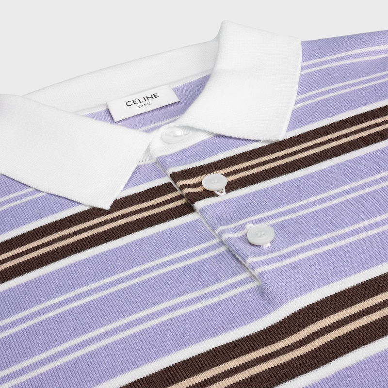 maglione polo in cotone a righe