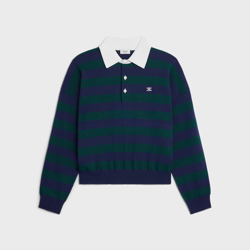 maglione polo in lana a righe