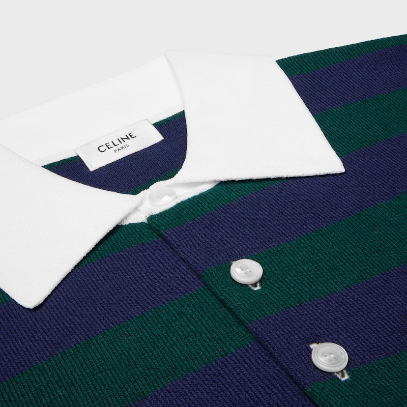 maglione polo in lana a righe