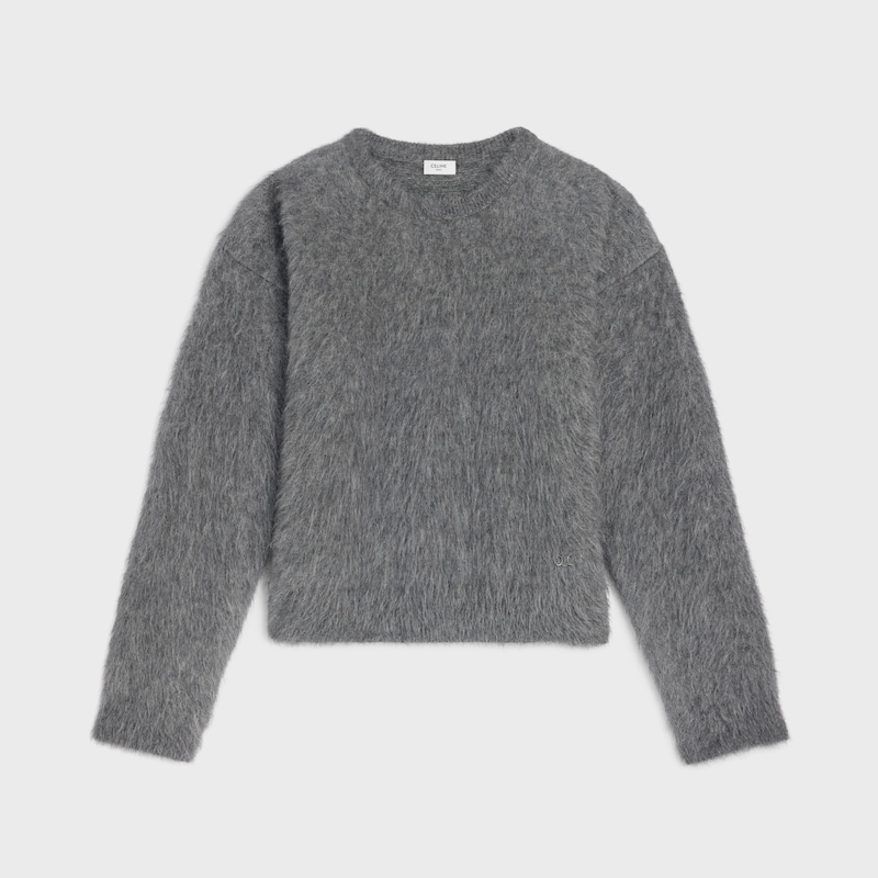 maglione girocollo in mohair spazzolato