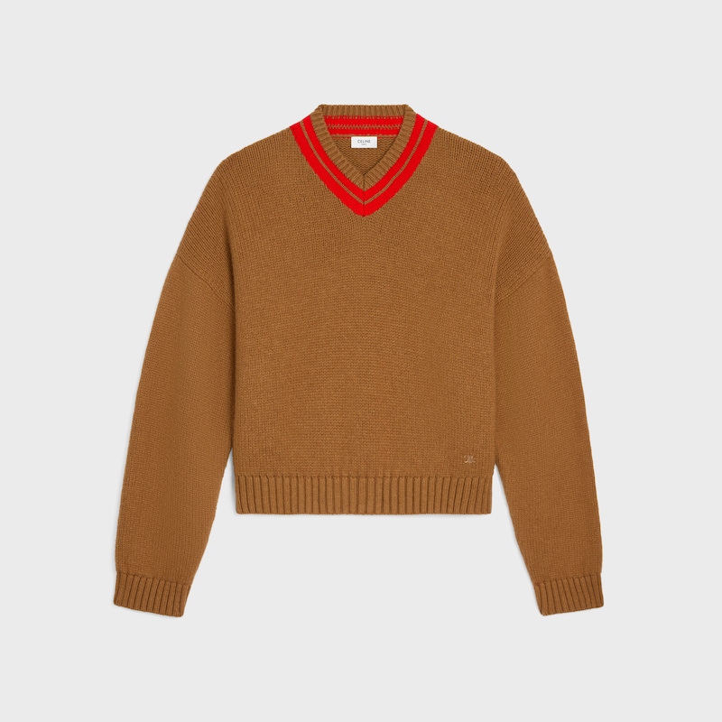 maglione con scollo a v in cashmere