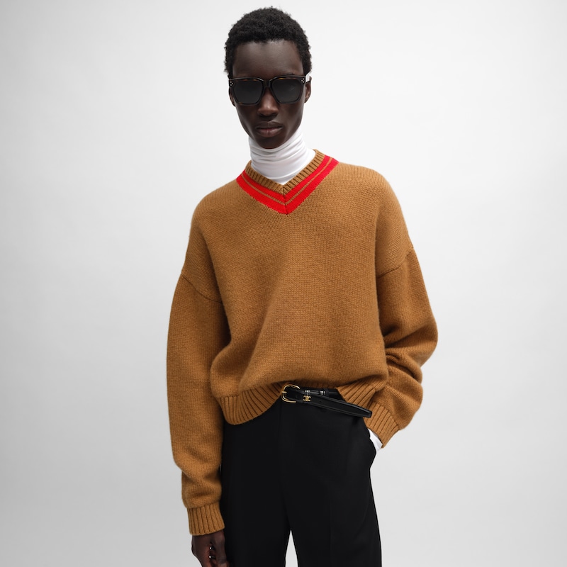 maglione con scollo a v in cashmere